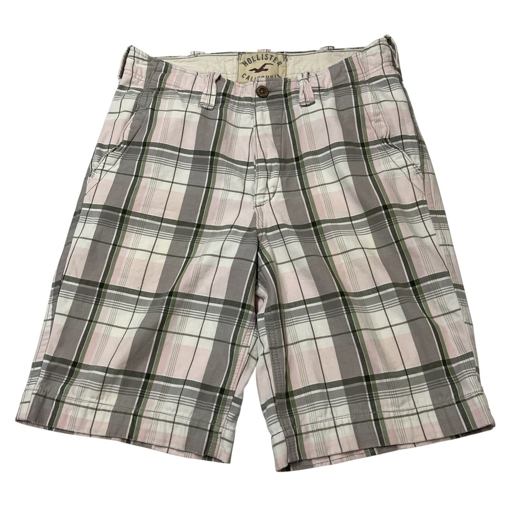 Hollister Y2K Short Plaid Thick Cotton Button Fly Size 31 Skater Surf Preppy